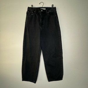 Levis Premium Big E Balloon Leg High Waisted Black Denim Jeans Size 28